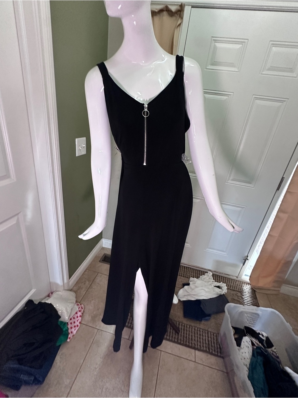 Black Sleeveless Zip-Front jumpsuit Express